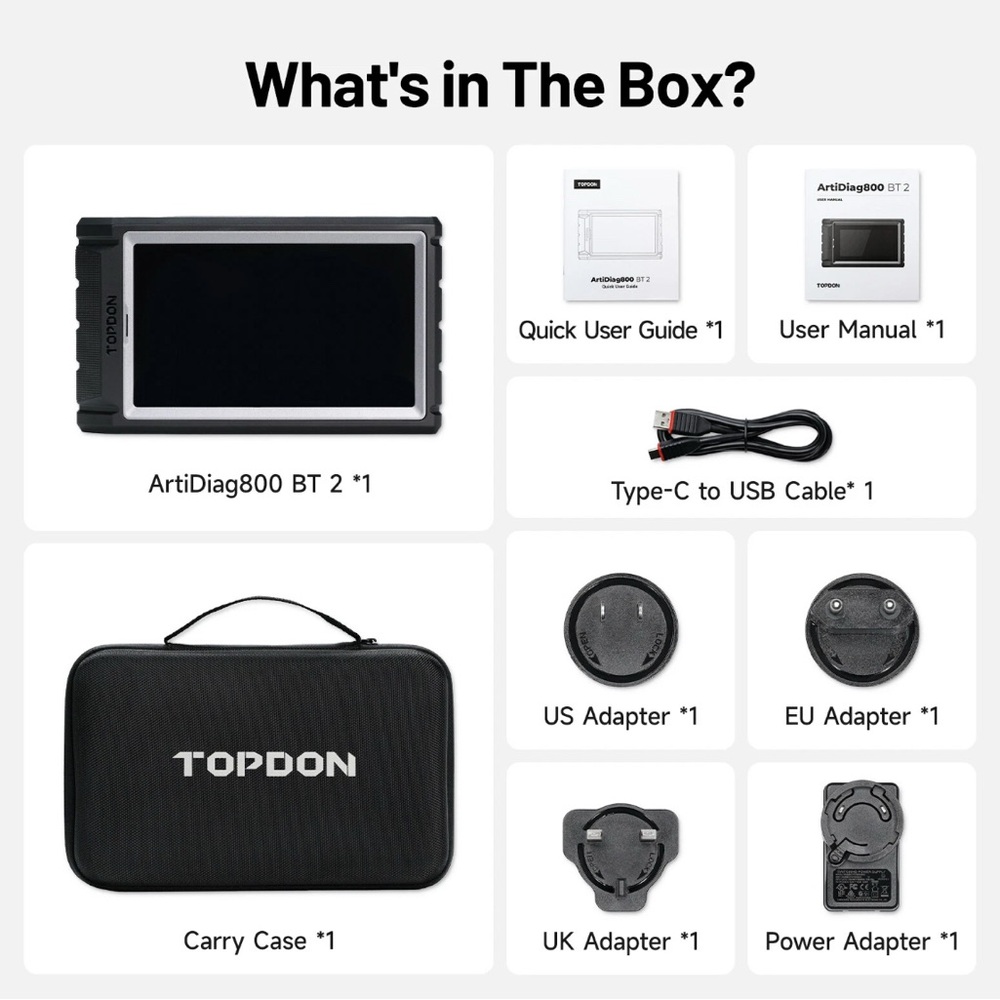 TOPDON AD800BT 2 OBD2 Car Scanner Engine ABS SRS SAS TPMS Diagnostic Tool - Picture 11 of 11